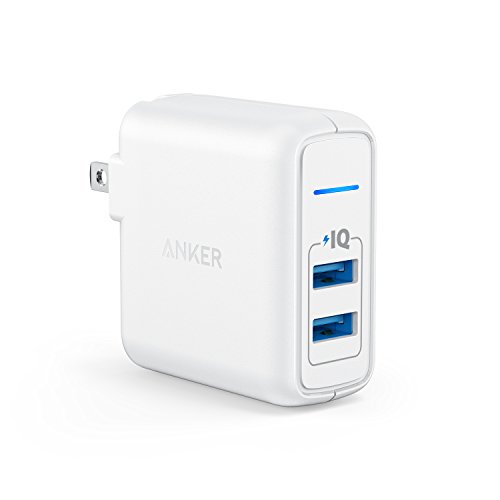 USB Charger, Anker Elite Dual Port 24W Wall Charger, PowerPort 2 with PowerIQ and Foldable Plug, for iPhone 11/Xs/XS Max/XR/X/8/7/6/Plus, iPad Pro/Air 2/Mini 3/Mini 4, Samsung S4/S5, and More