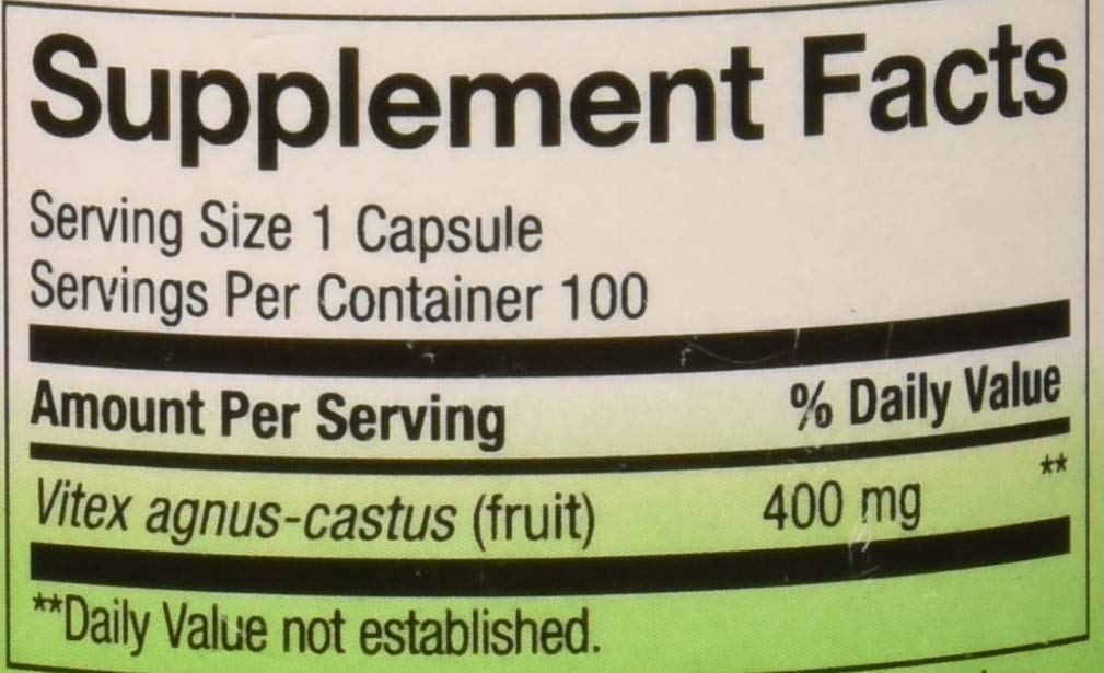 Nature's Way Vitex Fruit 400 milligrams, 100 Vegetarian Capsules