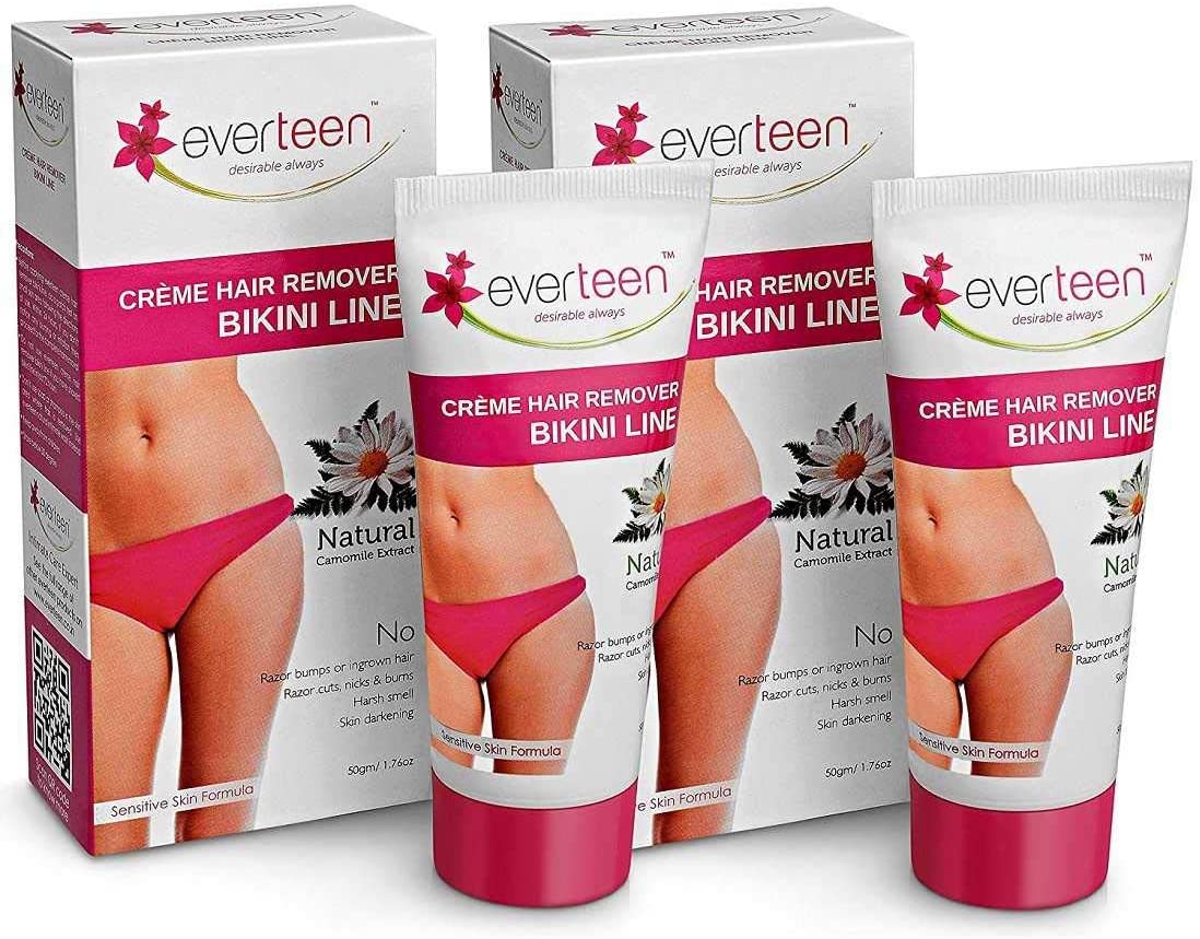 Everteen Bikini Line Hair Remover Cream Pack of 2 - 1.7oz (50g) each