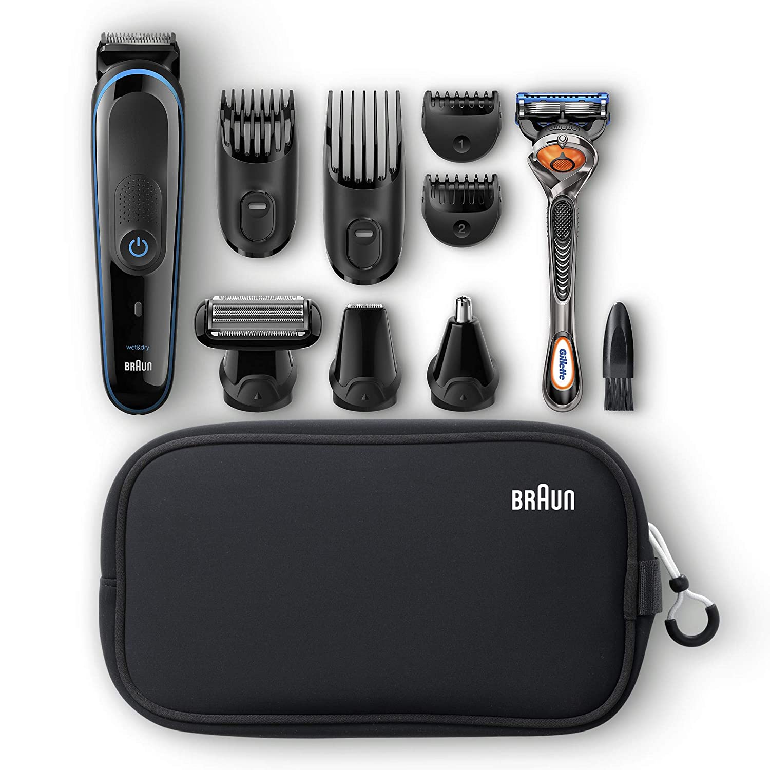 Braun Hair Clippers for Men MGK3980, 9-in-1 Beard Trimmer, Ear and Nose Trimmer, Body Groomer, Detail Trimmer, Cordless & Rechargeable, with Gillette ProGlide Razor
