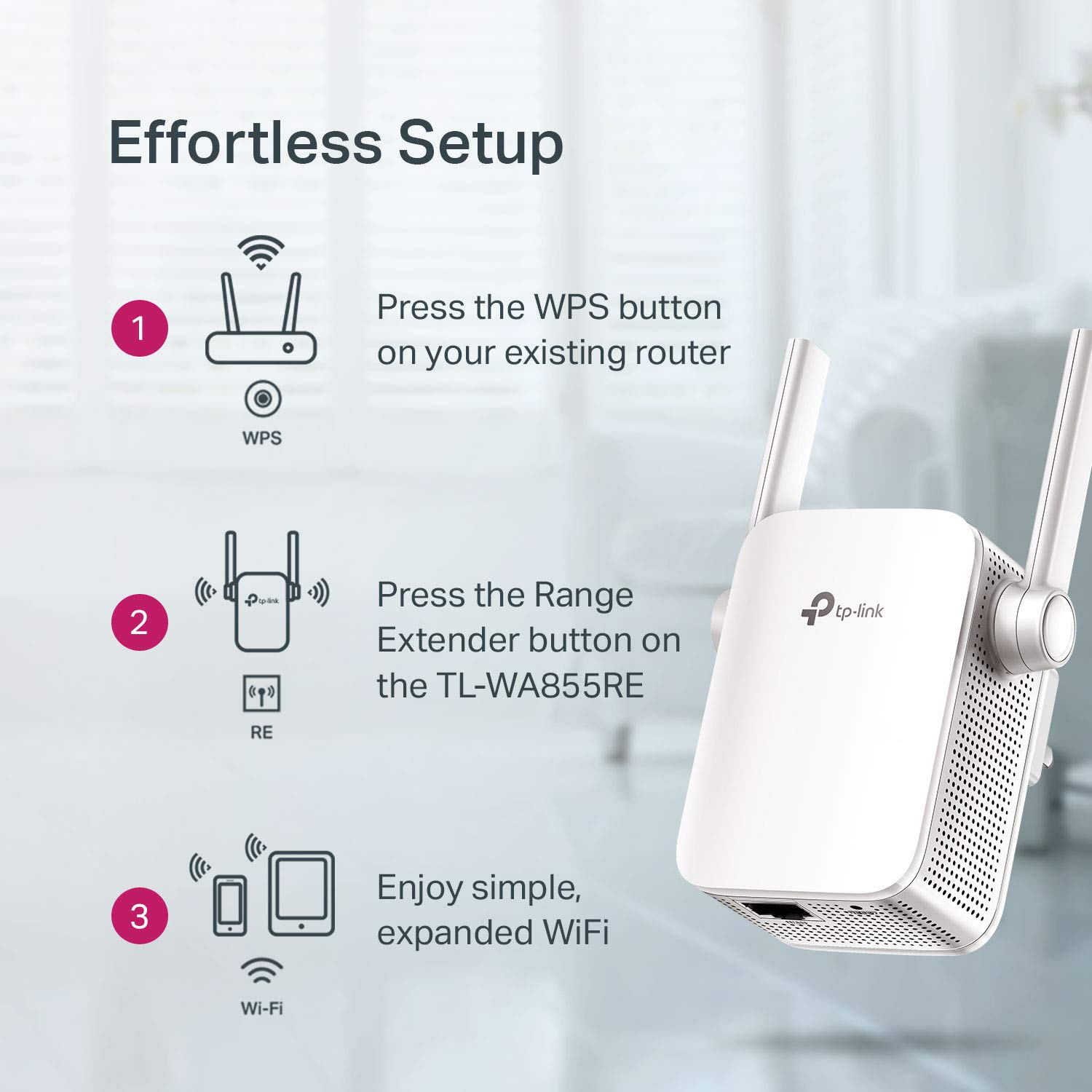 TP-Link | N300 WiFi Range Extender | Up to 300Mbps | WiFi Extender, Repeater, Wifi Signal Booster, Access Point | Easy Set-Up | External Antennas & Compact Designed Internet Booster (TL-WA855RE)