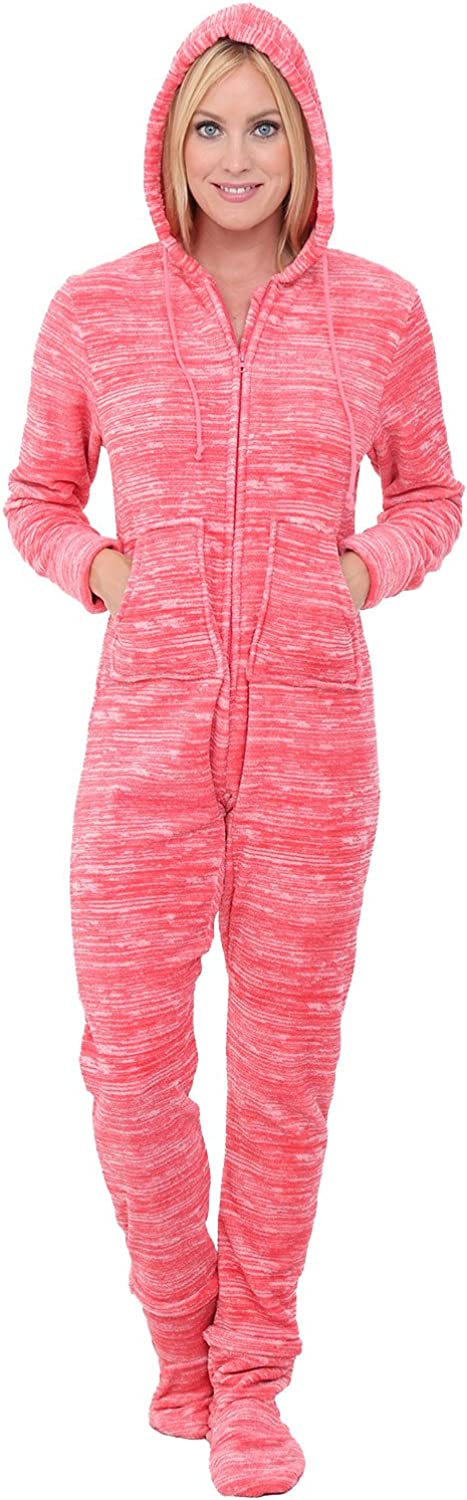 Adult Onesie with Hood for Winter, XL - Textured Orange Pink