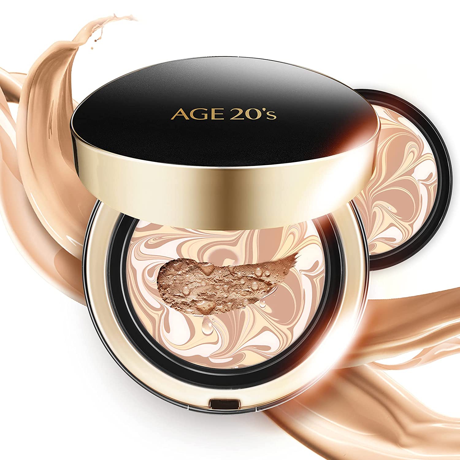 AGE 20's Signature Intense Foundation Makeup Full Coverage, Korean Cushion Foundation SPF 50+, 71% Essence Natural Dewy Finish #21 Light Beige -  0.49 Oz
