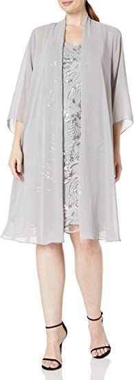 Alex Evenings Women's Plus Size Midi Length Jacket Dress - 16+ - Dove Elongated