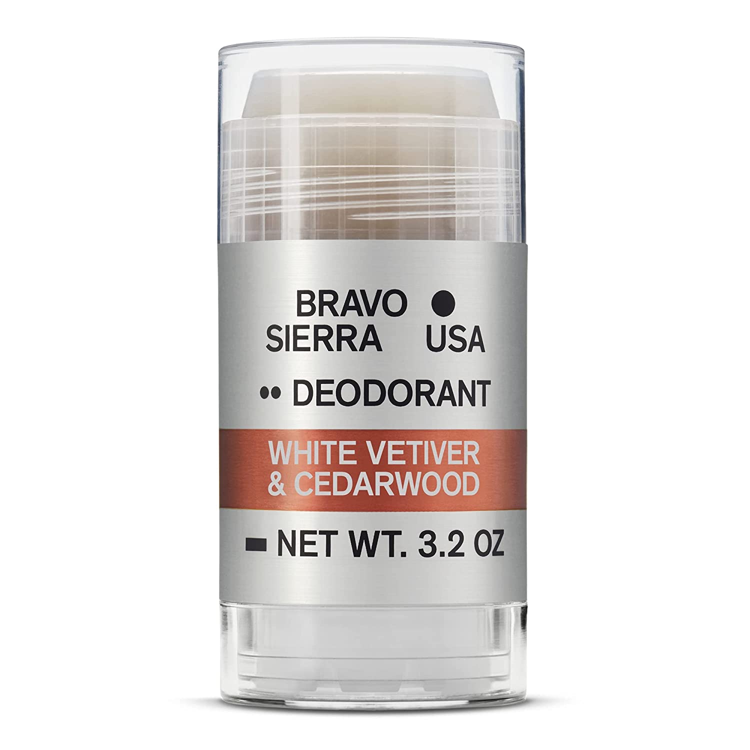 Aluminum-Free Natural Deodorant for Men by Bravo Sierra, White Vetiver & Cedarwood - 3.2 Oz