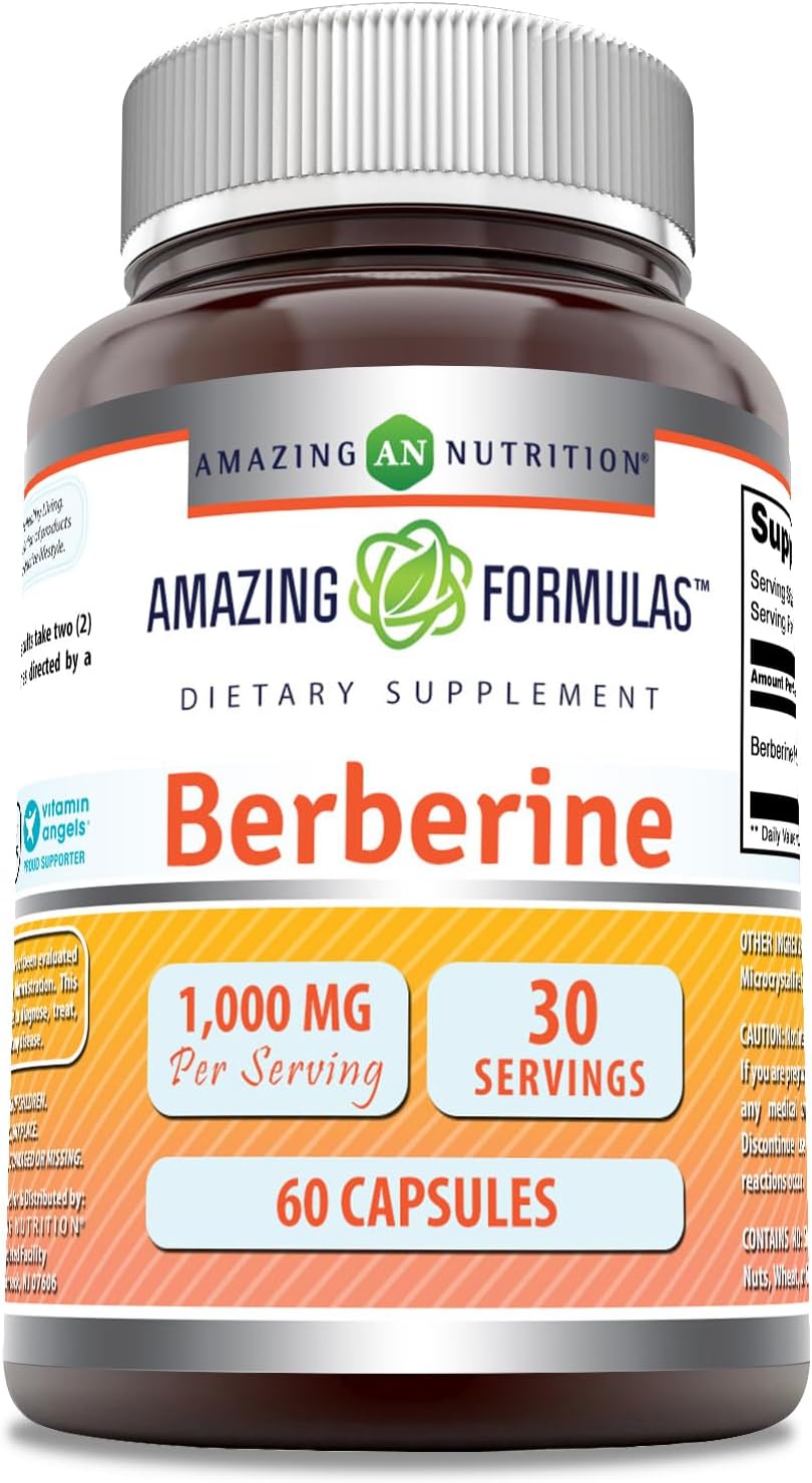 Amazing Nutrition Berberine 1000mg Supplement (60 Capsules) – Premium Imported Blood Sugar & Weight Support