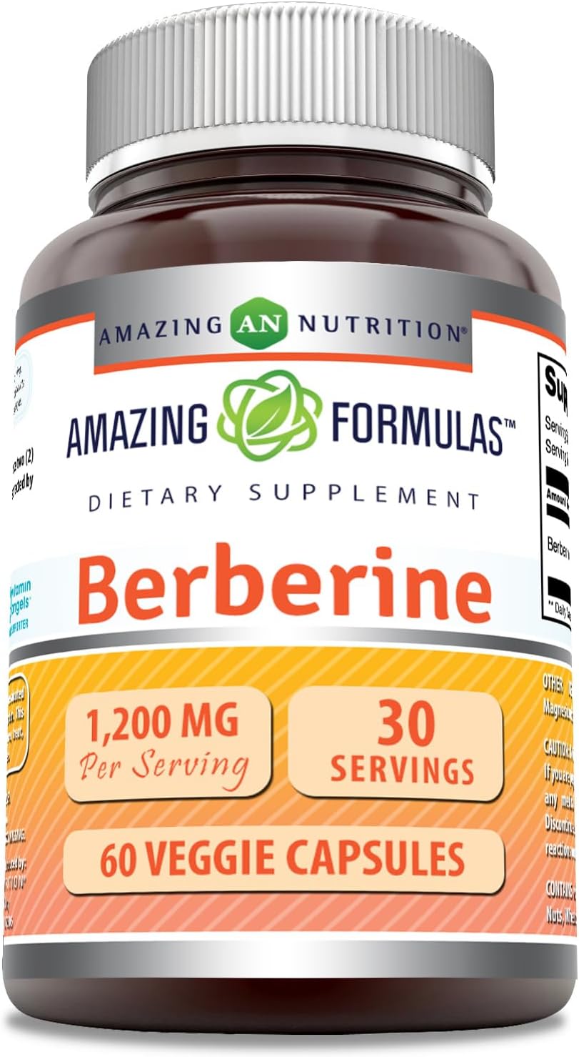 Amazing Formulas Berberine 1200 mg Per Serving Veggie Capsules Supplement