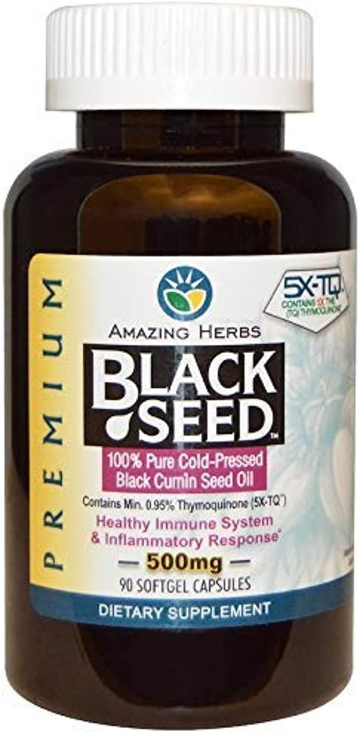 Amazing Herbs Cold-Pressed Black Seed Oil 500mg Softgels - 90 Capsules