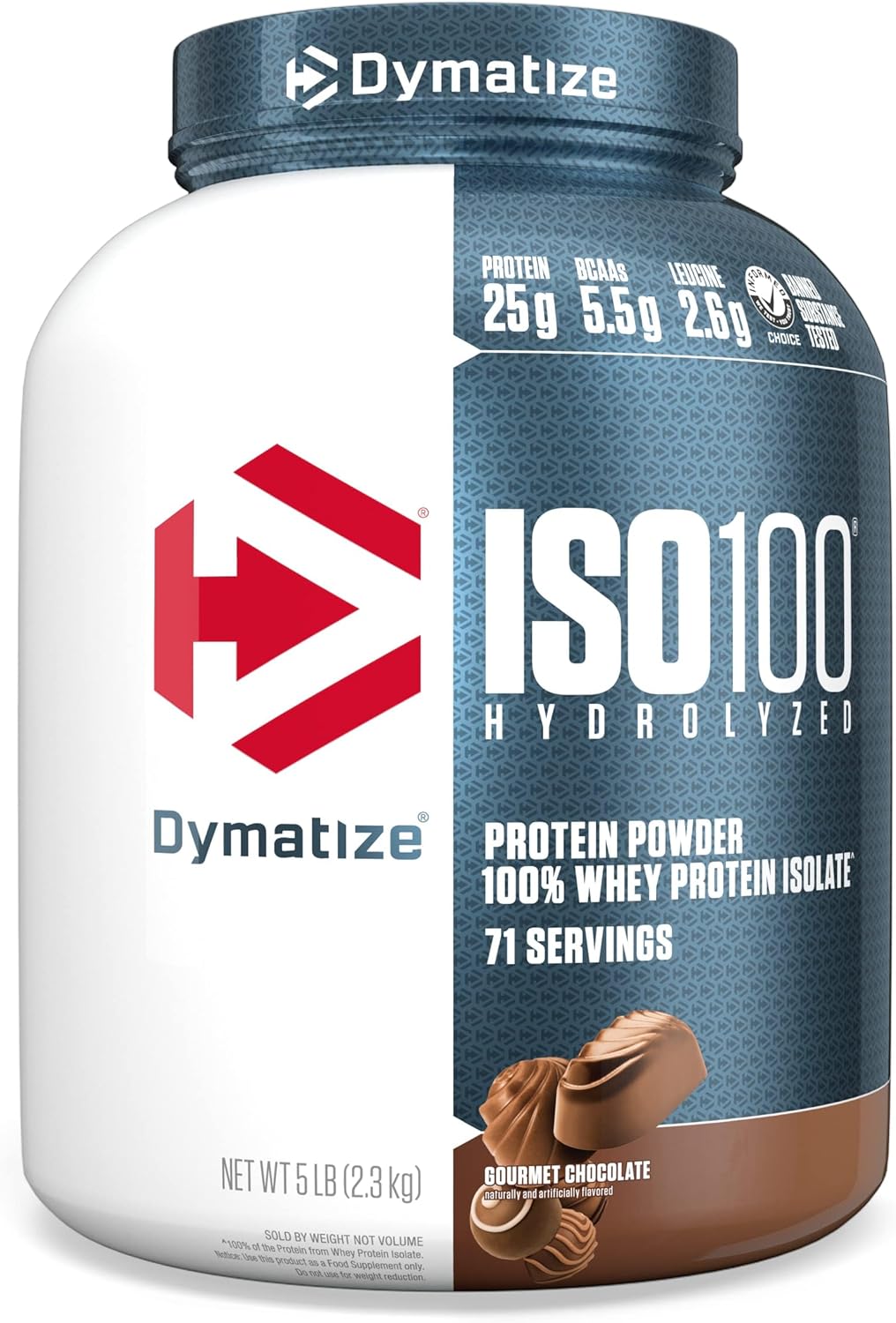 Dymatize ISO 100 Whey Protein Powder Isolate, Gourmet Chocolate, 5 lbs