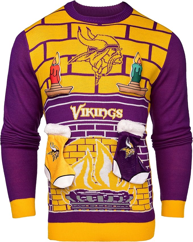 NFL Minnesota Vikings Ugly 3D Sweater, Small