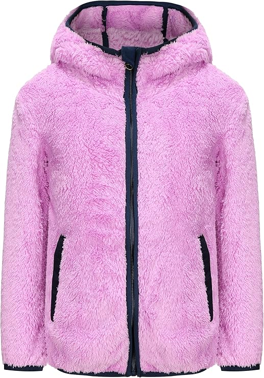 Girl's Soft Fleece sherpa Jacket Full Zip Hoodie, Lavender