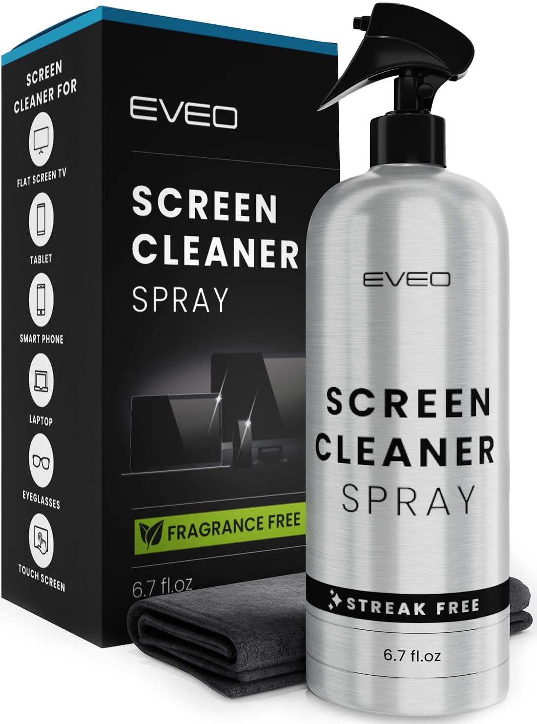 TV & Electronic Device Screen Cleaner - Spray and Wipe for TV, Laptop, iPhone, MacBook, and More - Includes Microfiber Cleaning Cloth