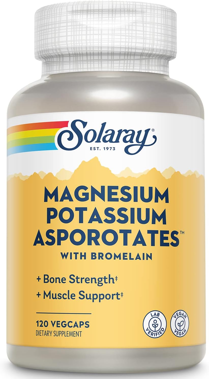 Solaray Magnesium and Potassium Asporotates with Bromelain Supplement, 120 Count