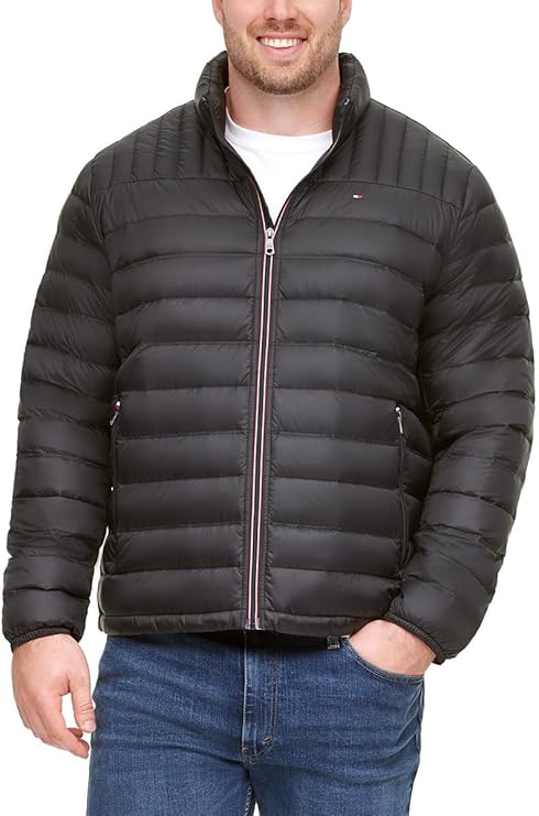 Tommy Hilfiger Men's Legacy Ultra Loft Lightweight Packable Puffer Jacket (XXL, Black)