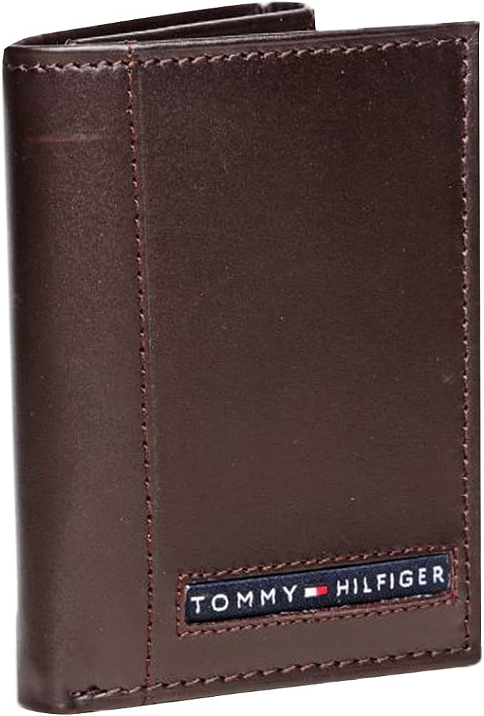 Tommy Hilfiger Men's Trifold Wallet-Sleek and Slim, Brown, One Size