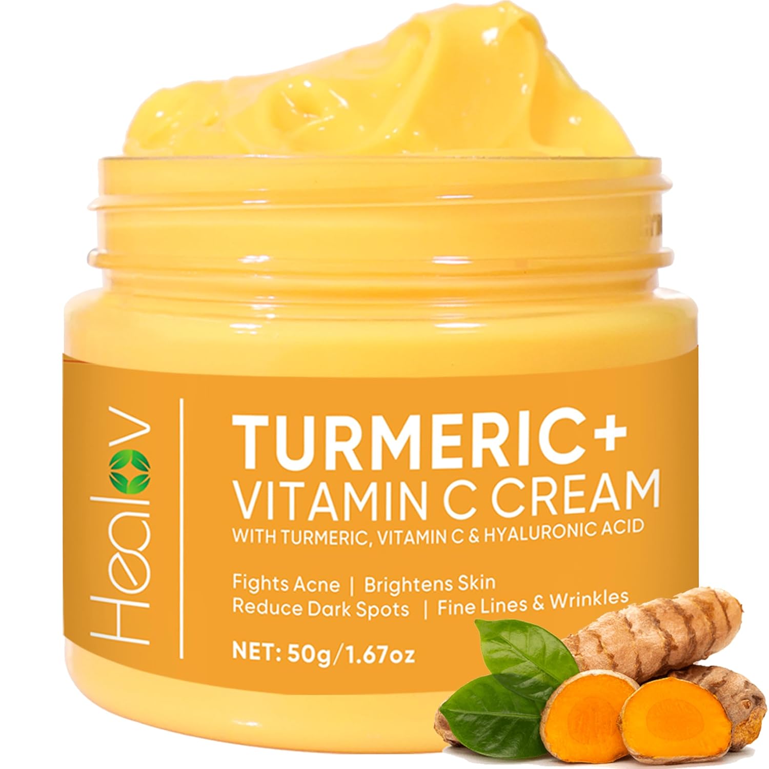 All Natural Herblov Turmeric Face & Body Skin Brightening Lotion - Turmeric Cream with Vitamin C - 1.67 Oz