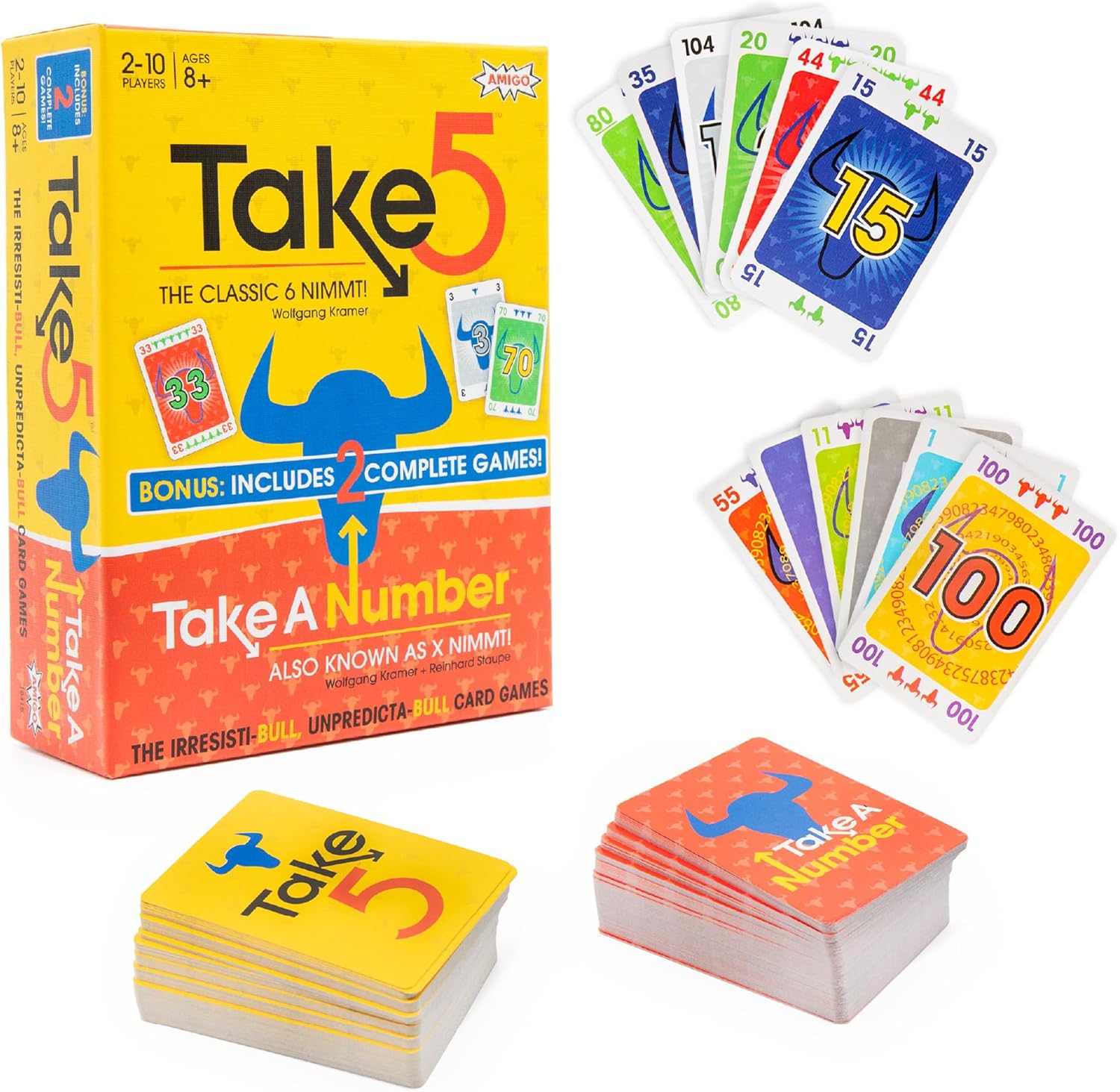 AMIGO Games Take 5 & Take a Number Card Games | Classic 6 Nimmt & X Nimmt | Family, Party & Strategy Card Games for Kids & Adults (Imported)
