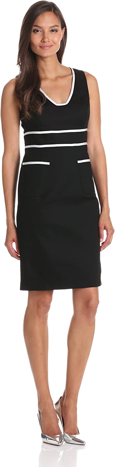 Anne Klein Women's Contrast Trim Sheath Dress - Black