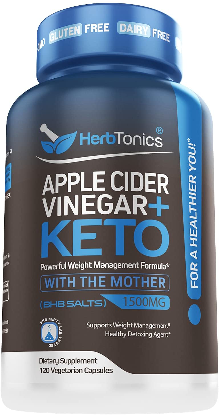 Apple Cider Vinegar Capsules Plus Keto BHB 1500 mg | Fat Burner & Weight Loss Supplement for Women & Men - 120 Vegan Diet Pills