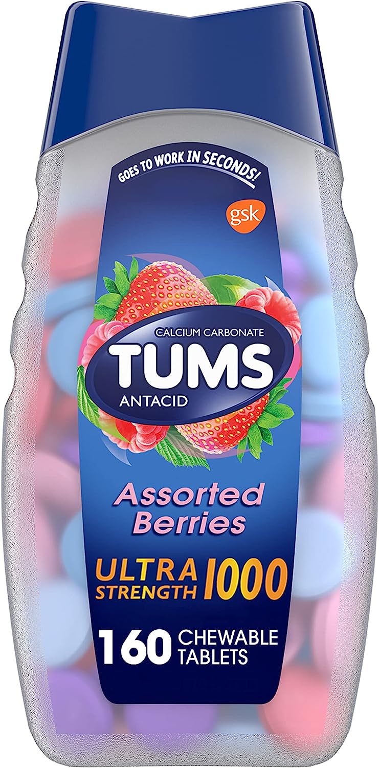 Tums Ultra Strength 1000 ,Antacid Chewable Tablets, Assorted Berries, 160-Count Bottle