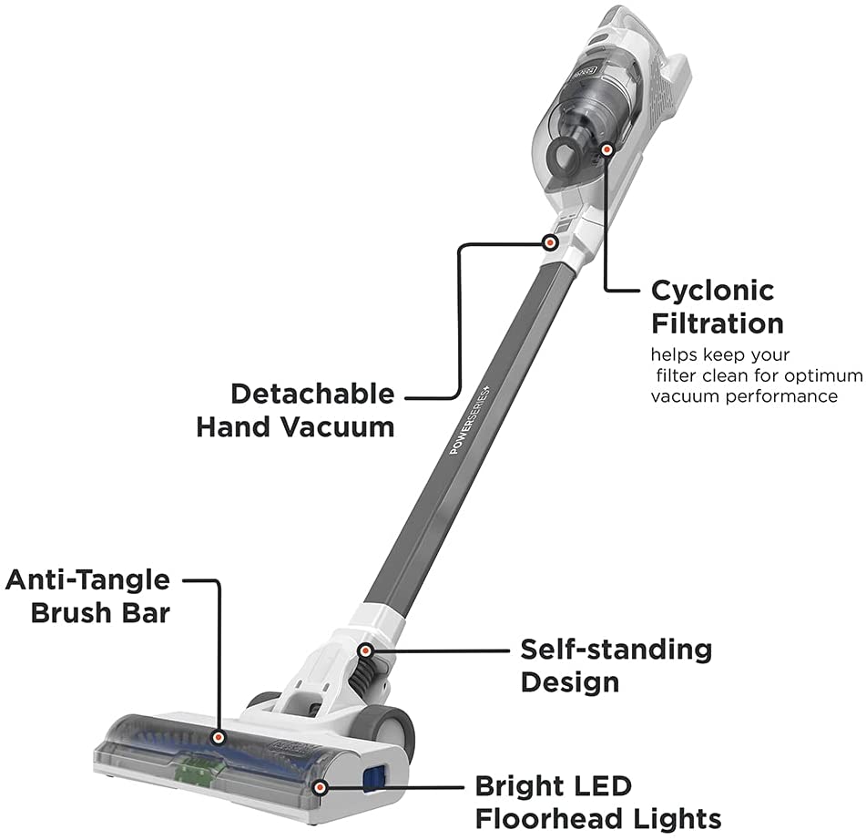 Autosense Technology16v Max Cordless Stick Vacuum with LED Floorhead Lights, Lightweight, Multi-Surface - White