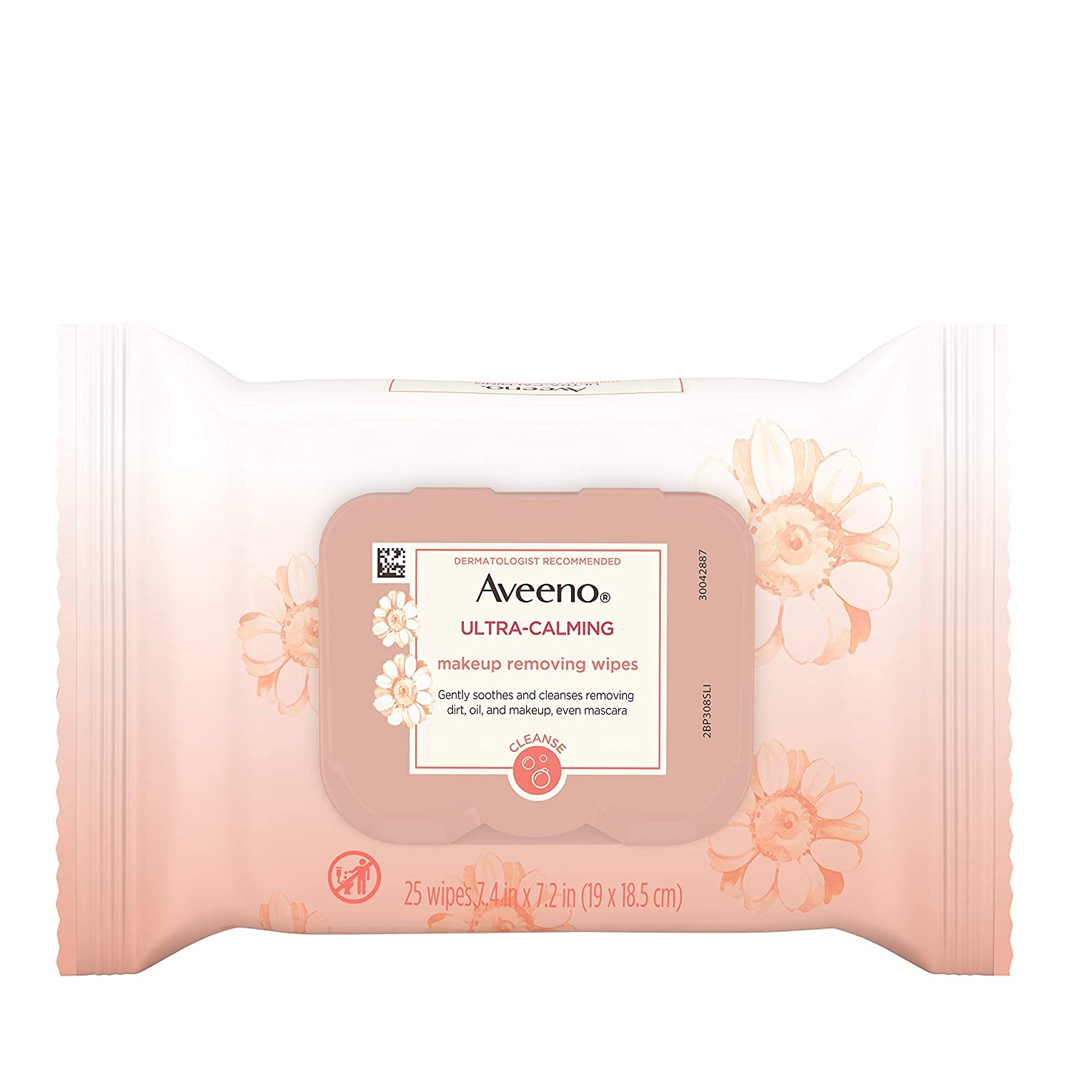Aveeno Ultra-Calming Makeup Removing Facial Cleansing Wipes with Calming Feverfew Extract- 25 Ct
