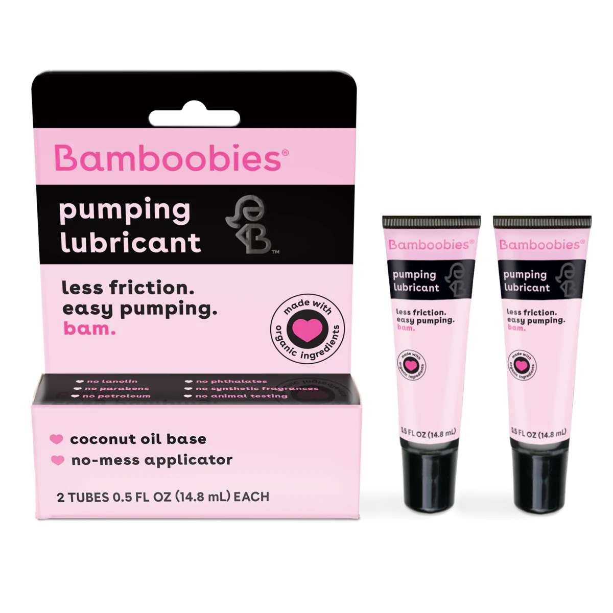 Bamboobies Organic Breast Pump Lubricant and Nipple Cream for Breastfeeding, Pack of 2 - 0.5 Fl.Oz (14.8ml)