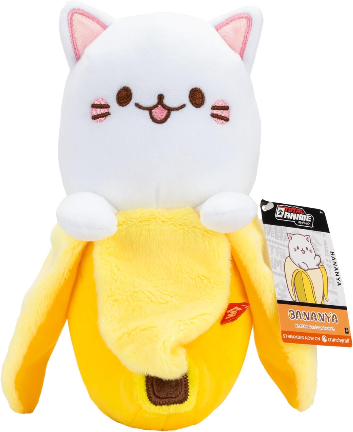 Total Anime Bananya - 8-Inch Super Soft Plush with Authentic Details from Bananya Anime | Official Licensed Collectible | Kawaii Cat in Banana | Imported for Amazon Pakistan Online Shopping