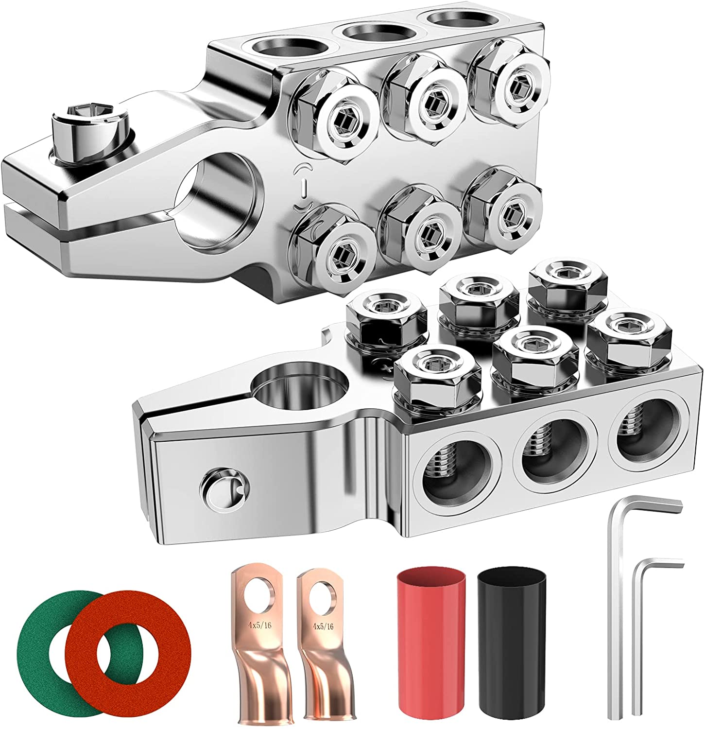 Battery Terminal Connectors, 12-Way Battery Terminal Clamps Battery Terminals Top Post 8AWG up to 4/0(XL) AWG Gauge