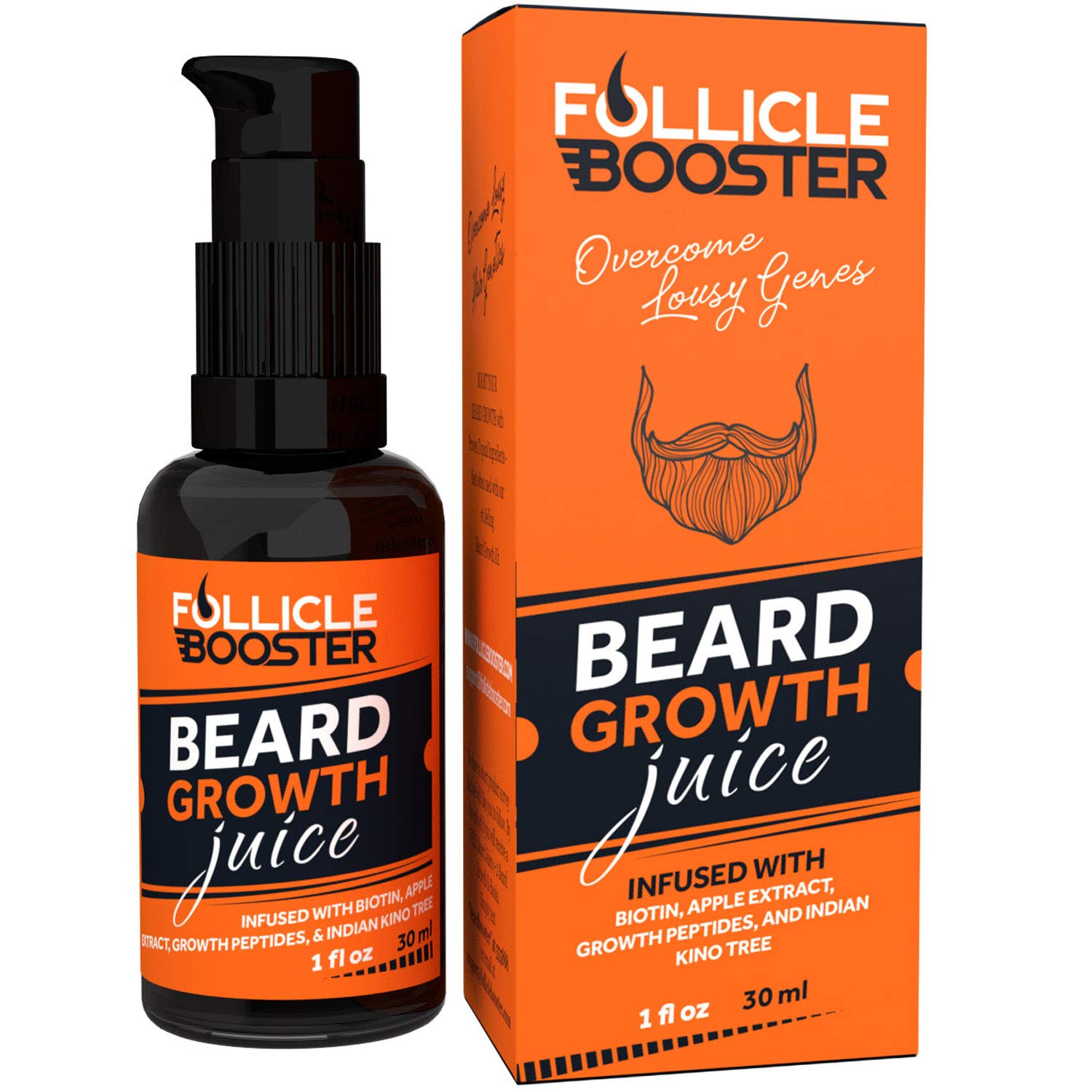 Natural Beard Growth Oil with Biotin & Capilia Longa - 1Fl Oz Serum to Strengthen, Soften & Thicken Facial Hair for Men - 100% Natural Ingredients for Patchy Beard & Mustache Care