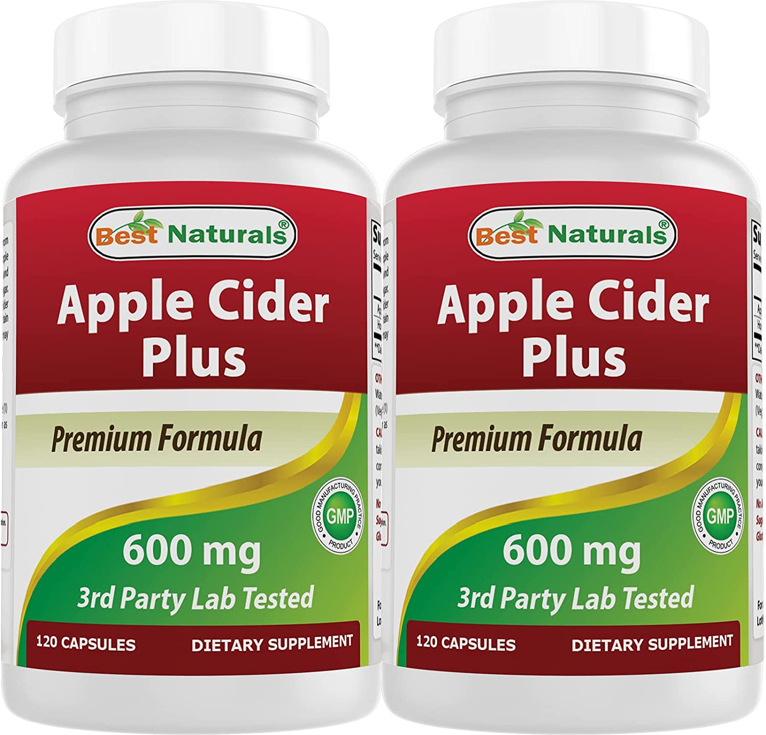 Best Naturals Apple Cider Vinegar Plus 600 Mg for Cleanse Body Naturally - 120 Capsules