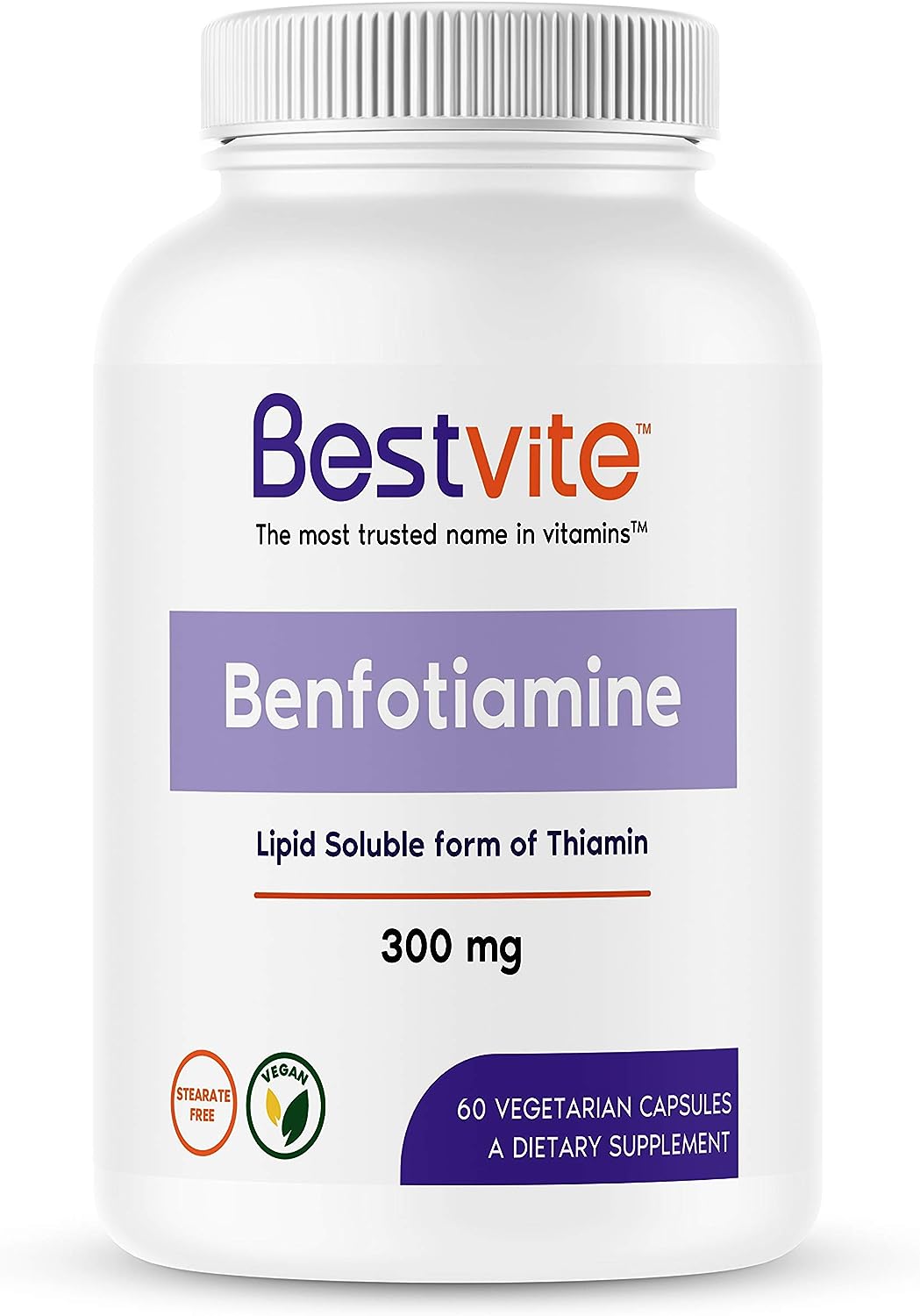 BESTVITE Benfotiamine 300mg, 60 Vegetarian Capsules
