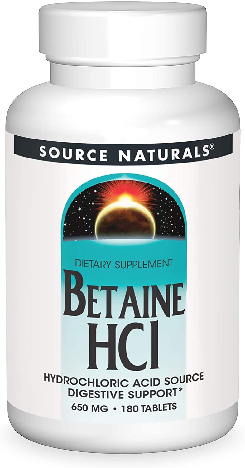 Source Naturals - Betaine HCl Hydrochloric Acid Source 650 mg. - 180 Tablets