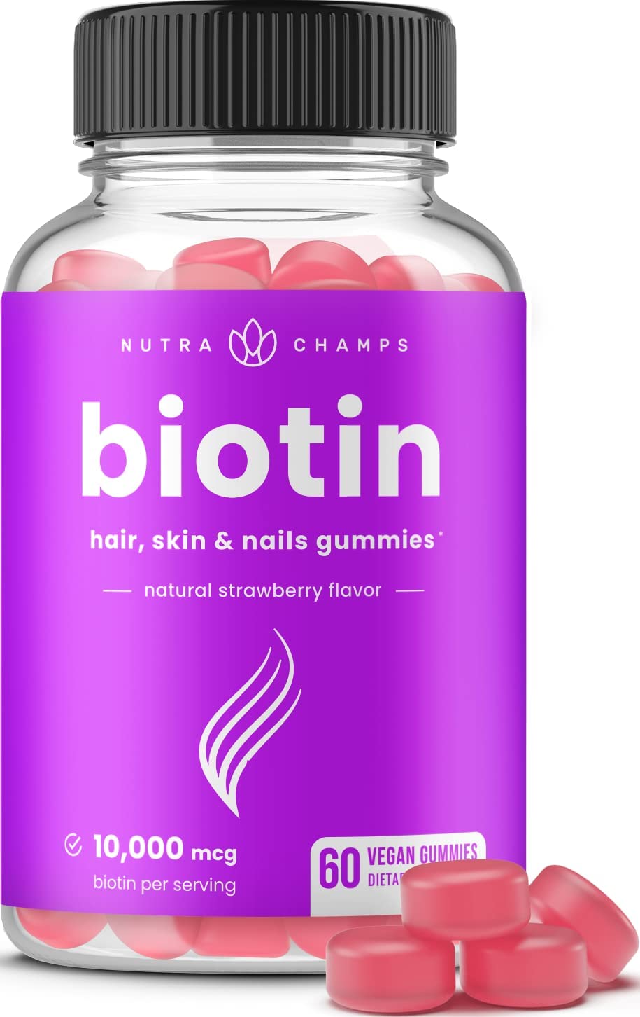 Biotin Gummies 10000mcg Hair Growth Supplement for Healthy Hair, Skin & Nails Vitamins for Women, Men & Kids