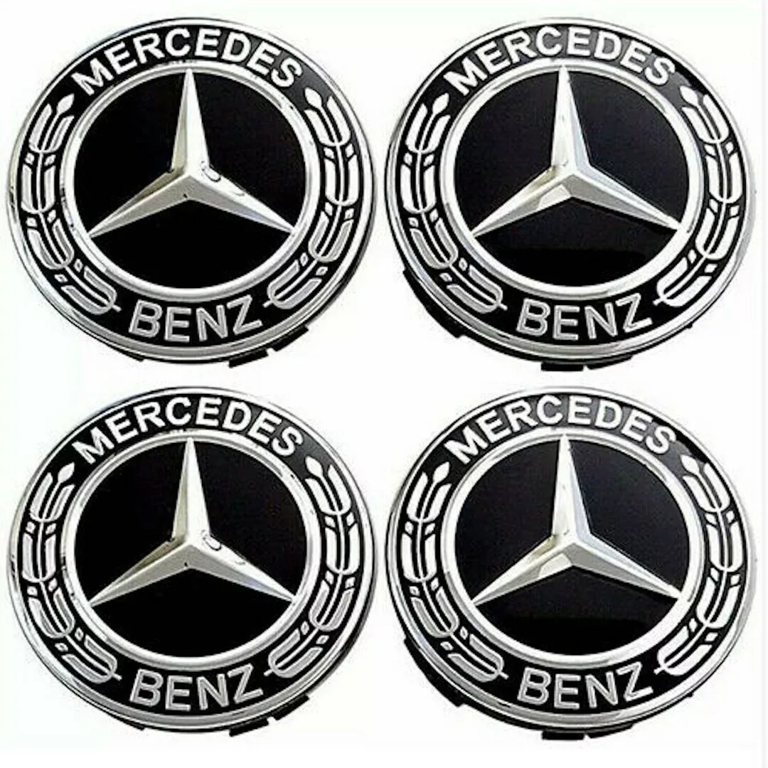 4 Pieces 75mm Black Center Wheel Hub Caps for Mercedes-Benz, Applicable to All Models