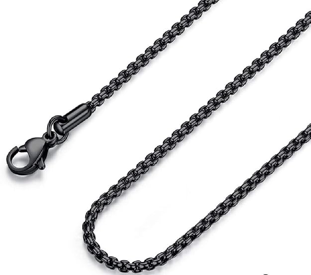 Stainless Steel Black Chain Necklace for Men & Women – Rolo Cable Fashion Chain Pakistan