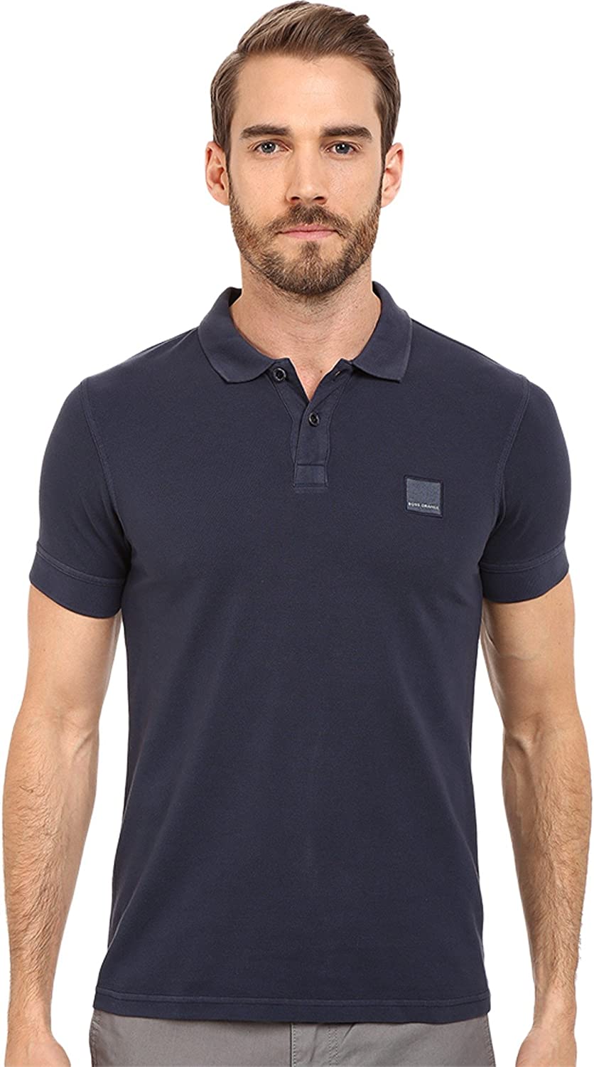 BOSS Orange Men s Pascha Jersey Polo Shirt,  Dark Blue,  Large