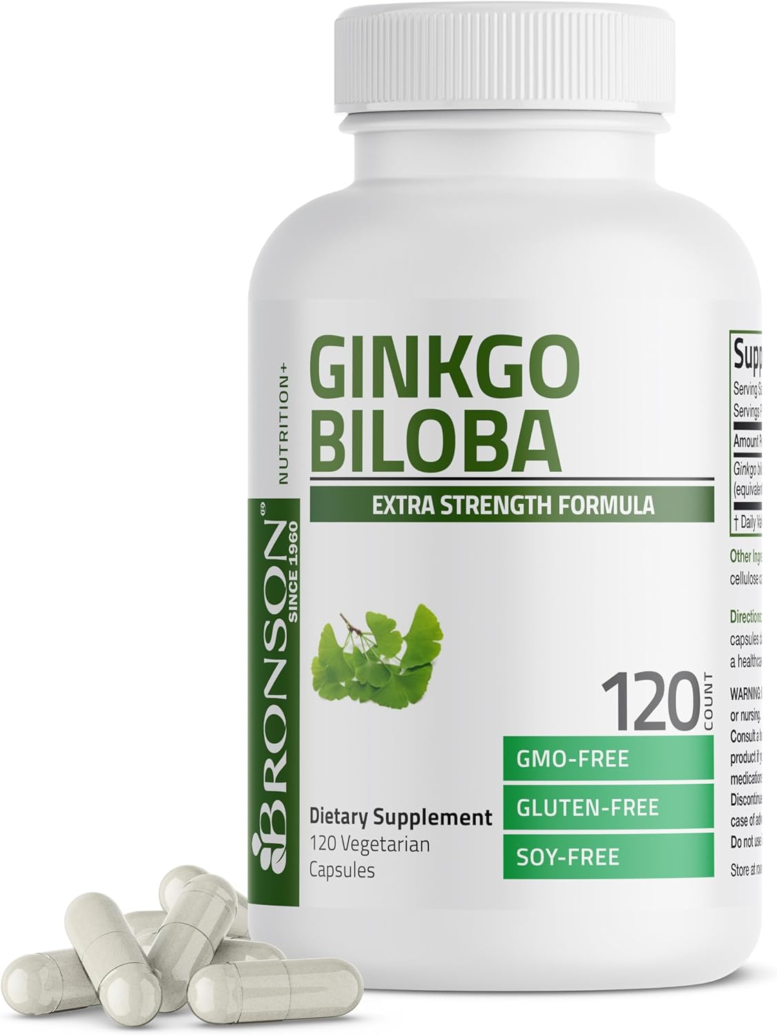 Bronson Ginkgo Biloba Extra Strength – Advanced Brain Function & Memory Support (120 Vegetarian Capsules)