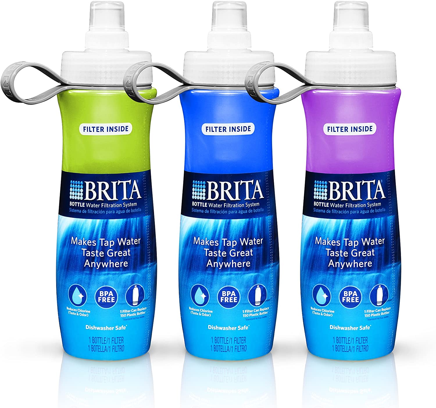 Brita Sport Water Filter Bottle, 3/Pack, 20 Ounce