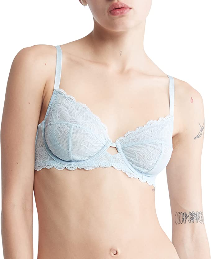 Calvin Klein Women's Seductive Comfort Unlined Lace Bra - Palest Blue