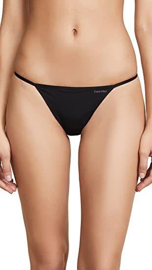 Calvin Klein Women s Sleek Model Thong Panty, Black, Small