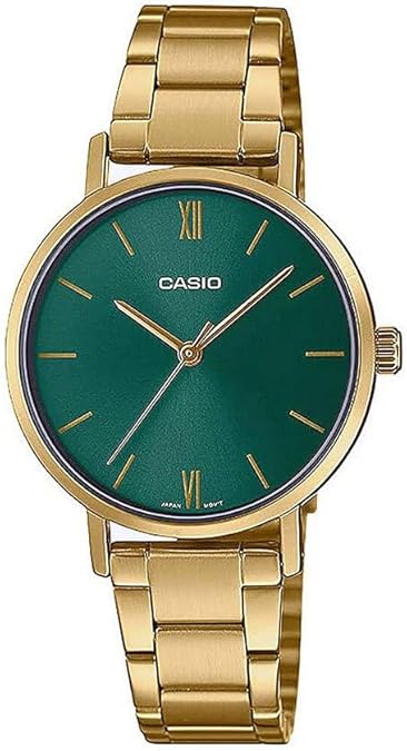 Casio LTP-VT02G-3A Women’s Minimalist Gold Watch – Green Dial, Stainless Steel, Premium Imported