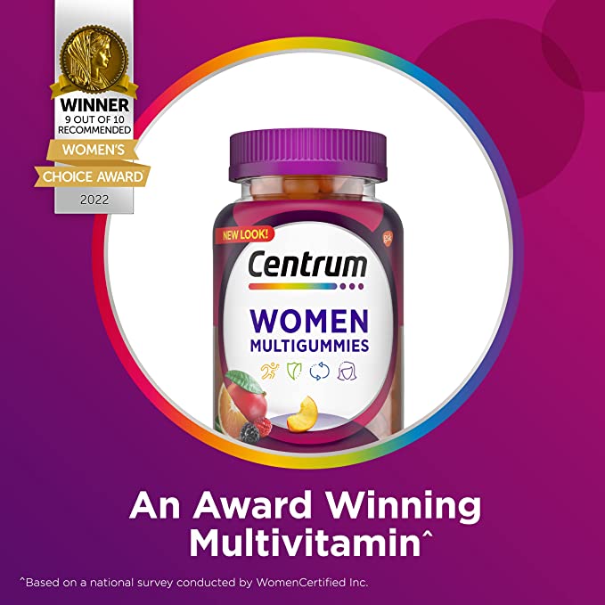 Centrum MultiGummies Gummy Multivitamin for Women, Multivitamin/Multimineral Supplement with Vitamin D3, B Vitamins and Antioxidants, Orange Flavor - 70 Count