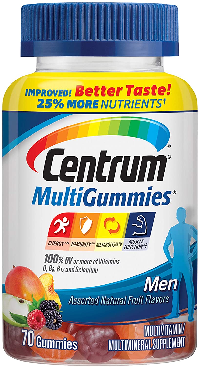 Centrum MultiGummies Multivitamin/Multimineral for Men with Selenium, Antioxidants and Vitamin D3 - 70 Count