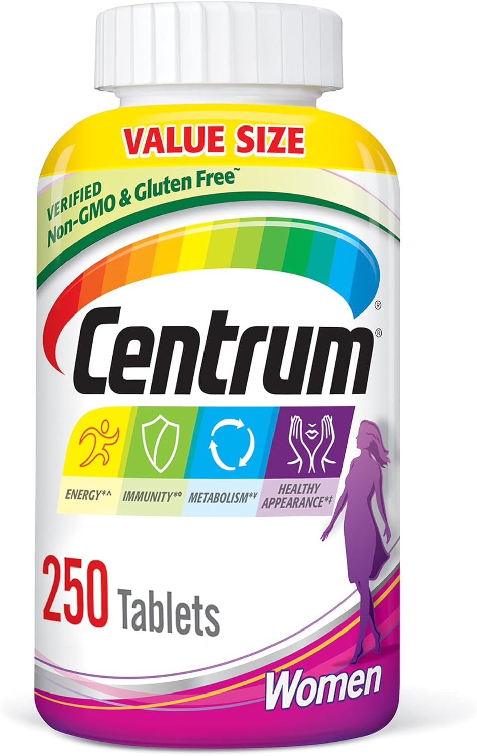 Centrum Multivitamin for Women - 250 Ct Supplement with Iron, Vitamin D3, & More!