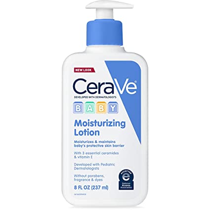 CeraVe Baby Lotion | Gentle Baby Skin Care with Ceramides, Niacinamide & Vitamin E | Fragrance, Paraben, Dye & Phthalates Free | Lightweight Baby Moisturizer | 8 Ounce
