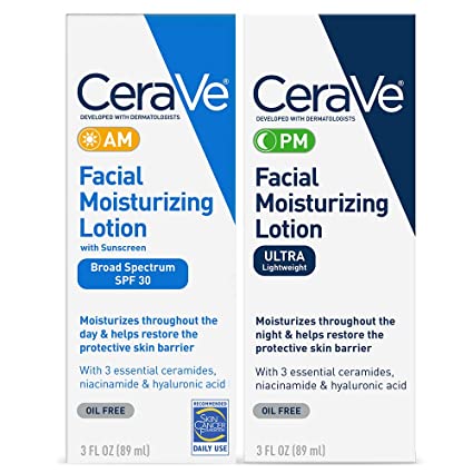 CeraVe Facial Moisturizing Lotion 3oz. AM/PM Bundle (Packaging may vary)