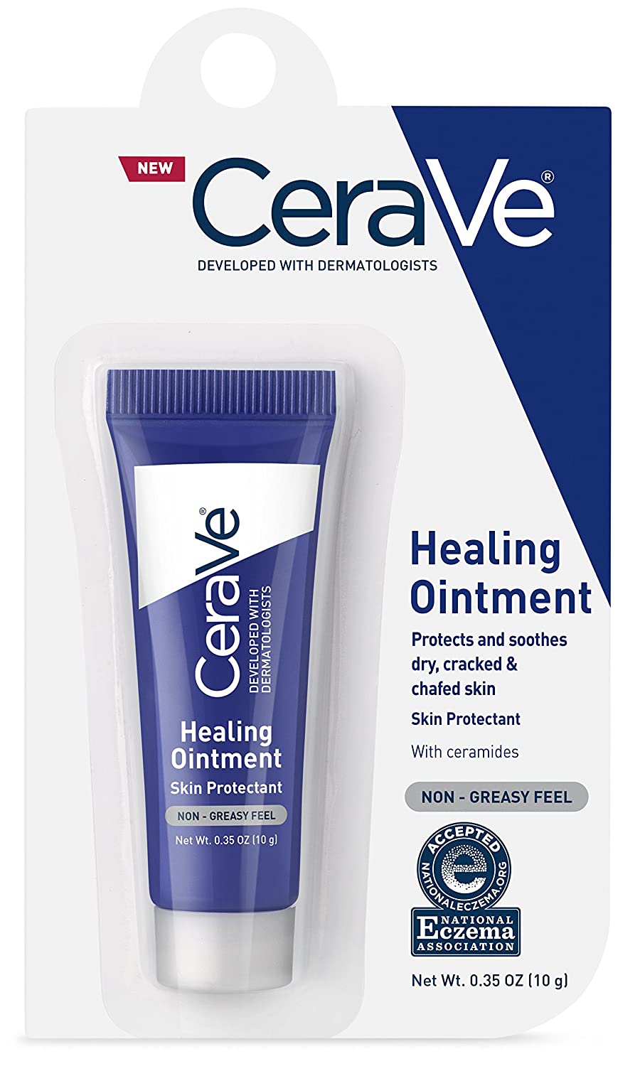CeraVe Healing Ointment Cracked Skin Repair Skin Protectant with Petrolatum Ceramides - 0.35 Oz (10g)