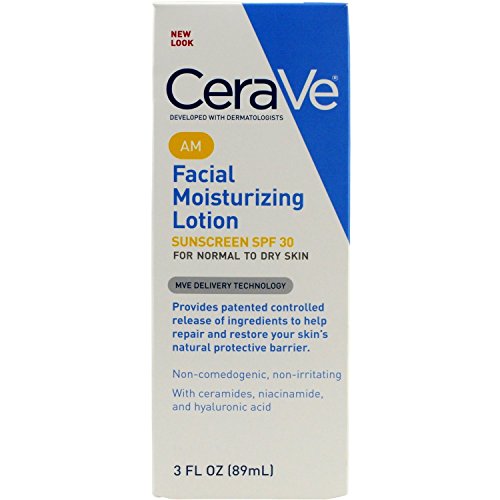 CeraVe Moisturizers, Moisturizing Facial Lotion AM, 3 Ounce Per Pack (4 Packs)