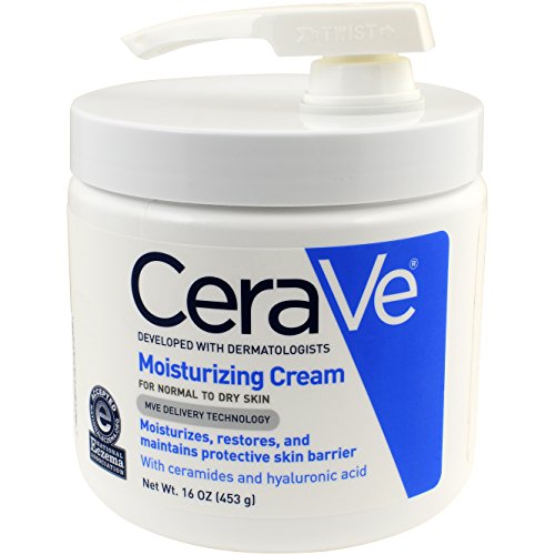 CeraVe Moisturizing Cream with Pump | 16 oz Daily Face and Body Moisturizer for Dry Skin | Hyaluronic Acid & Ceramides | Oil-Free, Non-Comedogenic